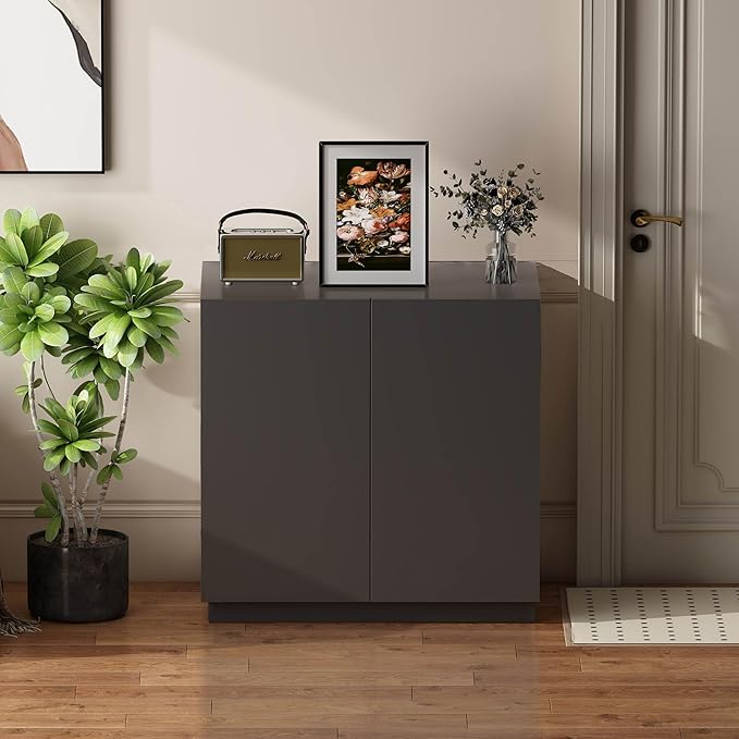 Large/Tall Litter Box Enclosure, Modern Wooden Litter Box Furniture for XL Litterbox with Hidden Storage as Sideboard Cabinet (Black)-Mewly Pet