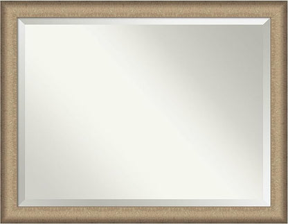 Amanti Art Bronze Bathroom Mirror for Over Sink, 35x45 Elegant Brushed Bronze Rectangle Vanity Mirror, X-Large Casual Frame, Hangs Horizonally and Vertically, Bathroom Wall Decor, Beveled Edge