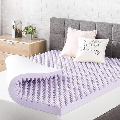 Best Price Mattress 3 Inch Egg Crate Memory Foam Mattress Topper with Soothing Lavender Infusion, CertiPUR-US Certified, Dorm Essentials, Twin XL