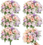 Tigeen Artificial Flowers Artificial Peonies Silk Flowers Faux Peony Fake Peony Silk Hydrangea Bouquet for Wedding Table Centerpiece Floral Vase Decor(Purple,Pink,6 Bundles)