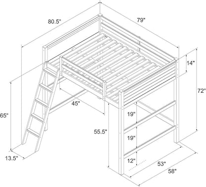 DHP Denver Full Size Loft Bed, Blue - Kids Loft Bed with Desk, Play Area, and Guardrails