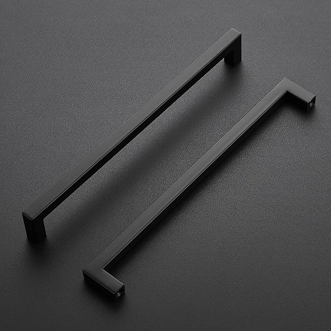 Ravinte 25 Pack Square Cabinet Pulls 10 Inch Black Kitchen Cabinet Handles Matte Black Kitchen Hardware for Cabinet Black Drawer Pulls Black Square Bar Cabinet Pulls Drawer Handles