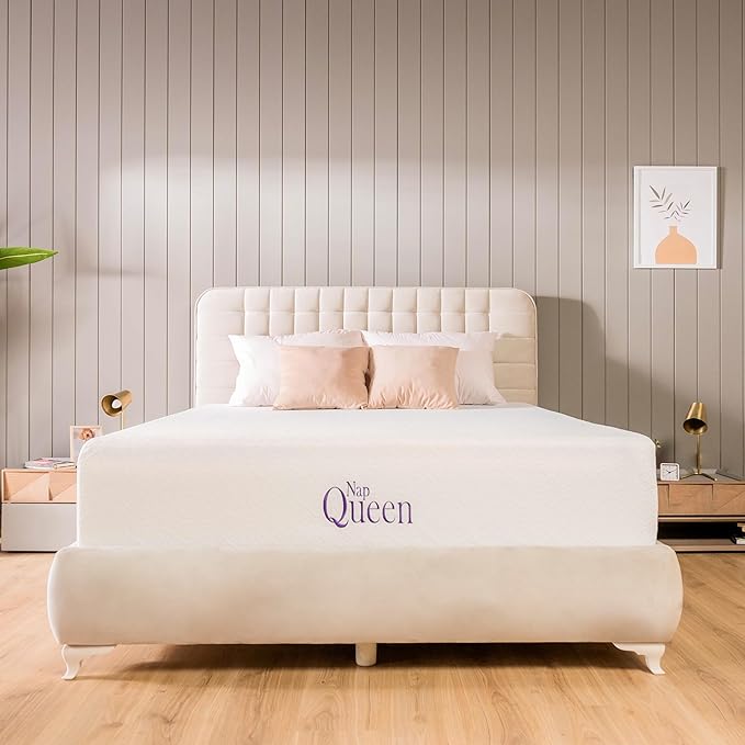 NapQueen Twin Mattress, 12 Inch Elizabeth Cooling Gel Memory Foam Mattress, Twin Bed Mattress in a Box, CertiPUR-US Certified, Medium Firm, Breathable Soft Fabric Cover