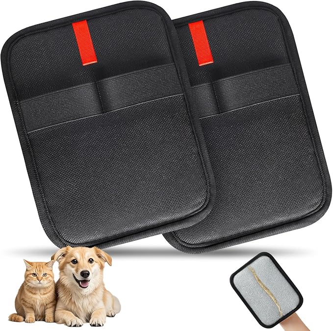 2 Pcs Static Pet Hair Removal Gloves, Reusable Electrostatic Pet Cat Dog Hair Remover Grooming Gloves Brush Tool for Couch, Furniture, Carpet, Car Seat-Mewly Pet