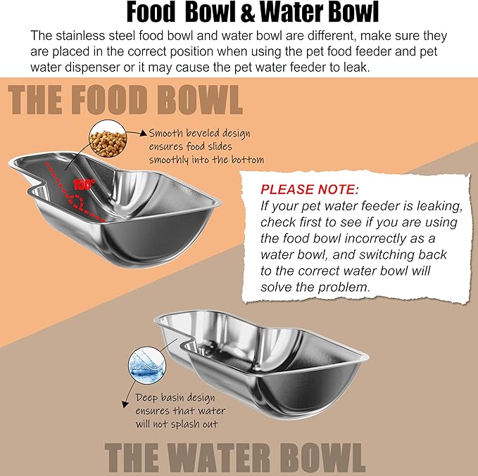 Automatic Cat Feeder and Cat Water Dispenser Set with Stainless Steel Bowls Gravity Dog Feeder for Small Medium Big Dog Pets Puppy Kitten, 3.8Lx 2-Mewly Pet