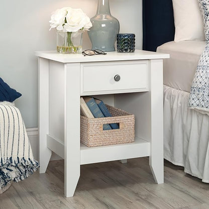 Sauder Shoal Creek Night Stand, Bedside Table, Bedroom Side Table, in Soft White finish