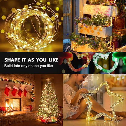 2Pack Battery Fairy Lights, Total 78Ft 240LED, Battery Operated Fairy Lights with Remote and Timer, RGB Color Changing String Lights/Twinkle Lights for Bedroom Indoor Christmas Decoration