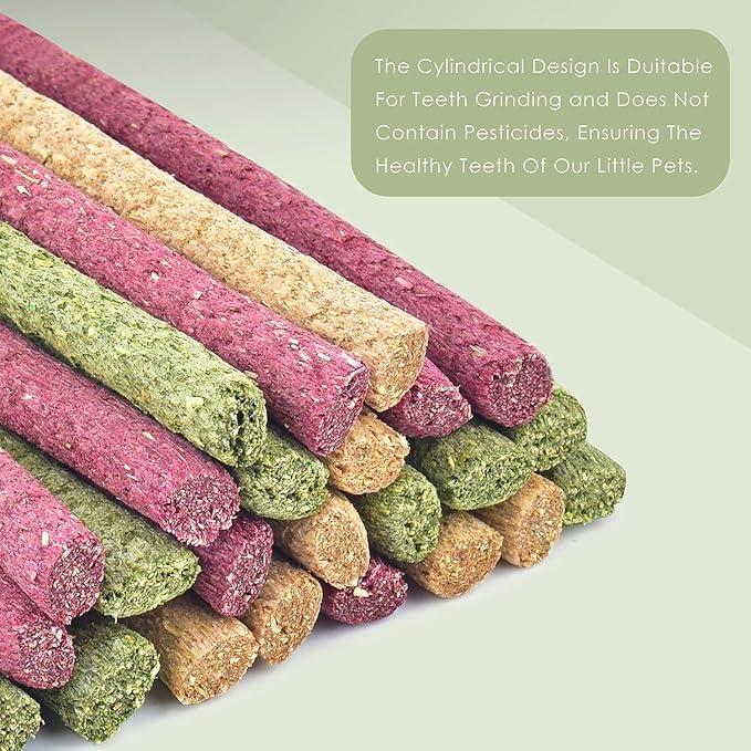 ERKOON Timothy Hay Sticks,Rabbit Chew Toys for Teeth Natural Molar Sticks Rabbits Treats for Bunnies, Chinchilla Guinea Pigs, Gerbil, Hamster (75 Pcs)-Mewly Pet