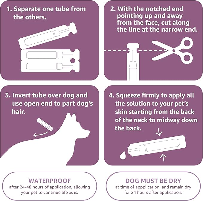 Amazon Basics Flea and Tick Topical Treatment for Large Dogs (45-88 pounds), 3 Count (Previously Solimo)-Mewly Pet