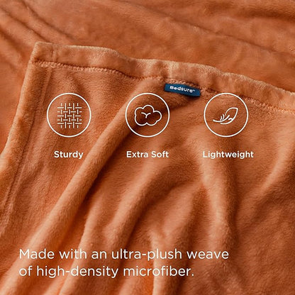 Bedsure GentleSoft Burnt Orange Fleece Blanket King Size - 280GSM Soft Lightweight Plush Cozy Blankets for Bed, Sofa, Couch, Travel, Camping