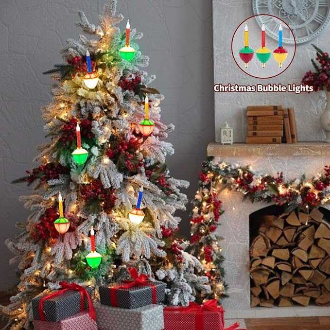 Brightown Christmas Bubble String Lights - 9 Traditional Multicolor Bubble Lights UL Listed for Holiday Christmas Celebrations Lighting, Bubble Light for Tree, Green Wire