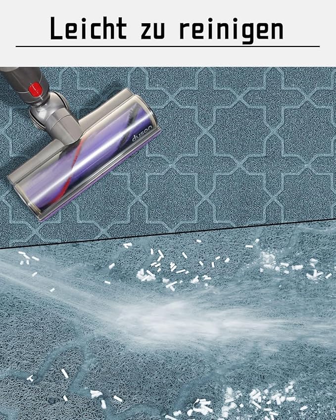 Yimobra Cat Litter Mat, 35.4"x23.6" Litter Box Mat with Litter Lock Mesh, Soft Cat Litter Mat Litter Trapping Mat, Easy to Clean, Non-Slip, Water Resistant, Litter Free Floors, Tea Blue-Mewly Pet