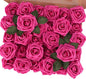 MACTING 30PCS Artificial Flower Roses, Real Touch Fake Flowers with Stems, Foam Roses for Wedding Bouquet Party Centerpieces Baby Shower Home Decorations (Hot Pink)