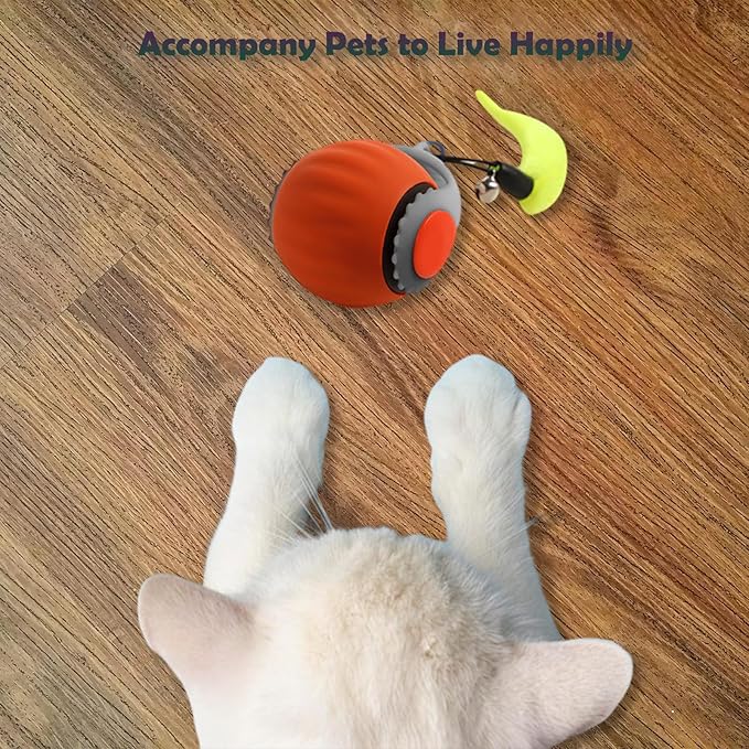 Smart Speedy 3.0 Interactive Cat Ball with Auto Obstacle Avoidance - Indoor Kitten Toy for Mental Stimulation & Playtime Fun ，2025 Edition (Orange)-Mewly Pet