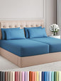 Split King Bed Sheet Set - 7 Piece Split King Bed Sheet Set - Soft Hotel Luxury Bedding - Cooling, Comfy & Breathable - 1 Flat & 1 Fitted & 4 Pillowcases w/ Deep Pockets - Wrinkle Free - Denim Blue