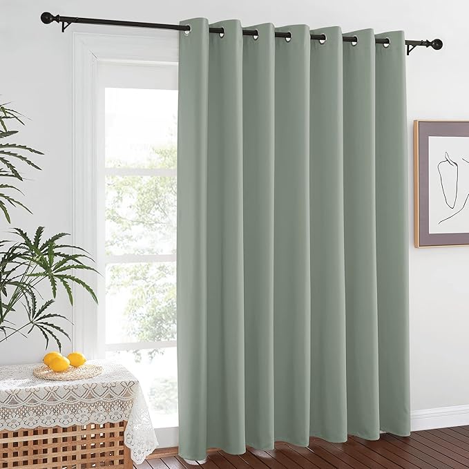 NICETOWN Loft Noise Blocking Room Divider Curtain Screen Partitions, Basement Hospital Medical Clinic Spa Lab Cubicle Space Divider Privacy Screen (Greyish Green, 1 Panel, 8.3ft Wide x 9ft Long)