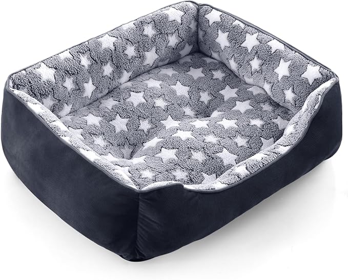GASUR Small Dog Beds Small Size Dogs, Rectangle Washable Dog Bed, Orthopedic Dogs Sofa Bed, Pet Cuddler Anti-Slip Bottom, Soft Calming Sleeping Warming Puppy Bed (S (20"x 19"x 6"), Black)-Mewly Pet
