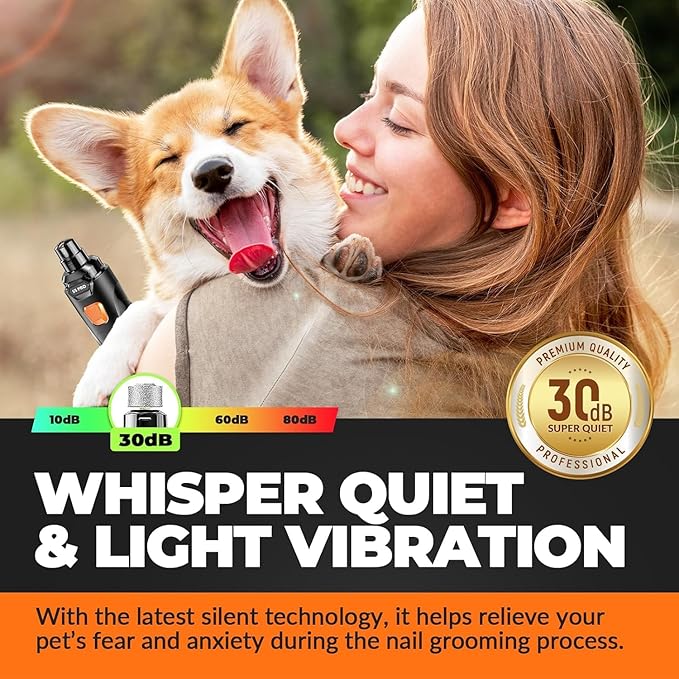 Dog Nail Grinder with 2 LED Lights Powerful 2 Speeds Super Quiet Dog Nail Trimmers with 3 Grinding Wheels Rechargeable Pet Dog Nail Clippers for Large Medium Puppy Dogs Dog Nail File Cat Nail Clipper-Mewly Pet