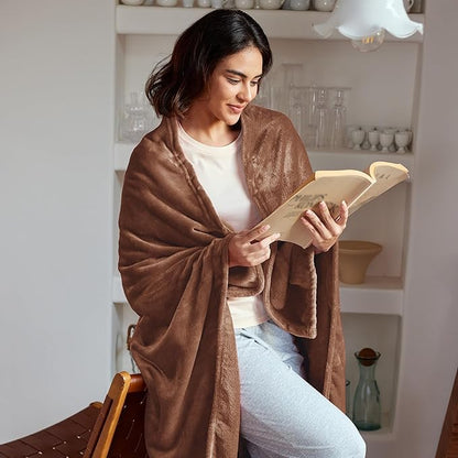 Exclusivo Mezcla Extra Large Fleece Throw Blanket for Couch, Sofa, 300GSM Super Soft and Warm Blankets, Brown Throw All Season Use, Cozy, Plush, Lightweight, 50x70 Inches
