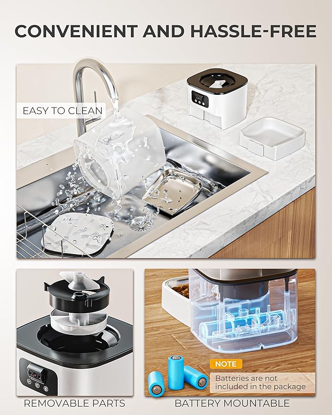 Automatic Cat Feeder with Camera,Adjustable Camera 5G/2.4G WiFi Timed cat Feed, auto cat Feeder, Automatic Pet Dispenser with HD Night Vision-Mewly Pet