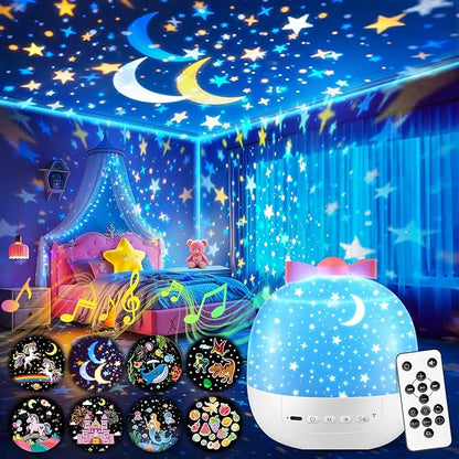 【GIFTS PACKAGE】Unicorn Gifts for Girls NightLight 15 Films+10 Music Soothing Sounds Machine Baby Night Light Projector, LED Star Lights for Ceiling Decor, Kawaii Unicorns Noise Machine for Girls Gifts