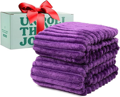 GO Premium Comfy Soft Queen Blanket - Purple Fleece for Couch, Bed, Living Room, Bedroom, Home Decor - Large Blanket for Men, Women (90x90 Inches)