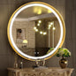 Hasipu 32 Inch Round LED Lighted Mirror for Bathroom with Lights, Gold Circle Vanity Mirror for Wall, Metal Framed Frontlit Bathroom Mirrors Anti-Fog, Dimmable, 3 Colors Makeup Mirror Wall Mounted