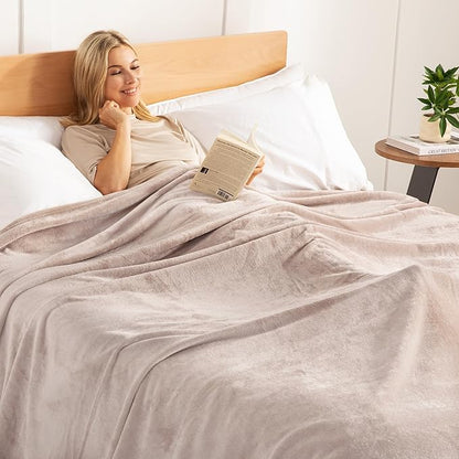 Exclusivo Mezcla Fleece Blanket King Size for Bed, Super Soft and Warm, All Season Use, Cozy, Plush, Lightweight, 120x120 Inches, Light Grey