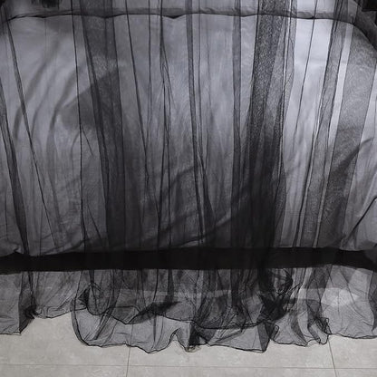 Joyreap 4 Corners Post Canopy Bed Curtain Black- Twin Size Royal Luxurious Cozy Drapes Netting- Elegant Bedroom Decoration Accessories for Adults
