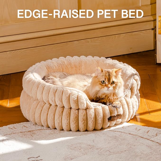 MEWOOFUN Dog Bed for Medium Dogs, Washable Large Cat Beds for Indoor Cats, Donut Pet Bed for Dogs and Cats with Anti-Slip Bottom (Camel, 27"x27"x10")-Mewly Pet