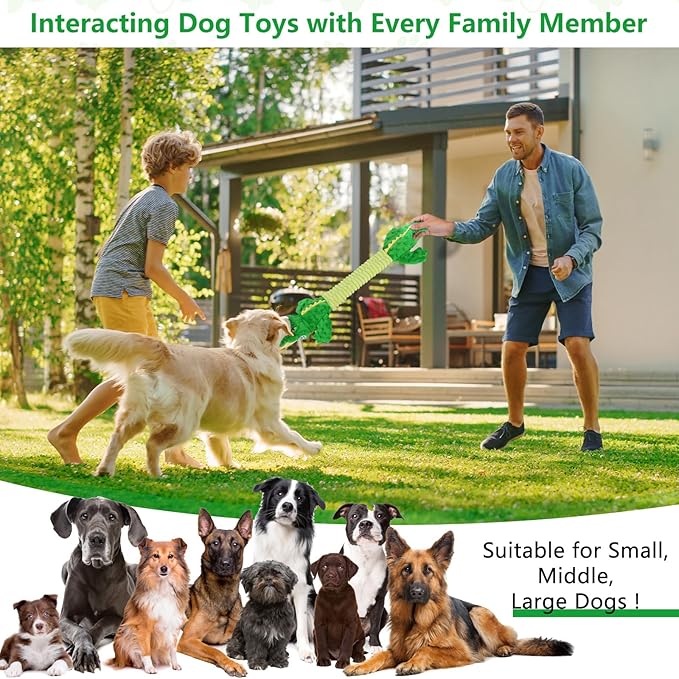 Large Squeaky Alligator Dog Toys, Interactive Puppy Toys with Crinkle Paper, Pull Tug of War Dog Toy, Plush Dog Chew Toys for Small, Medium, Large Breed-Mewly Pet