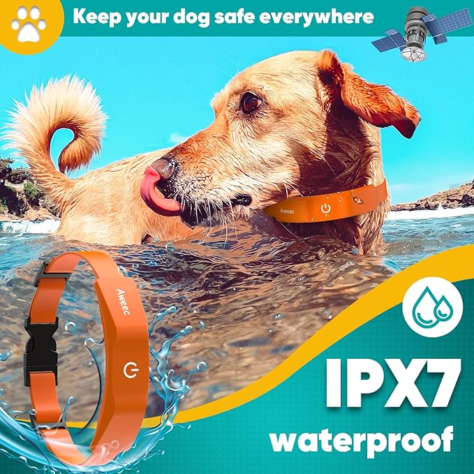 GPS Wireless Dog Fence with Free App, Electric Fence System with Training Collar, Portable Fence for Outdoor Use, Rechargeable Waterproof Flexiable Collar, Adjustable for Large Medium Dogs