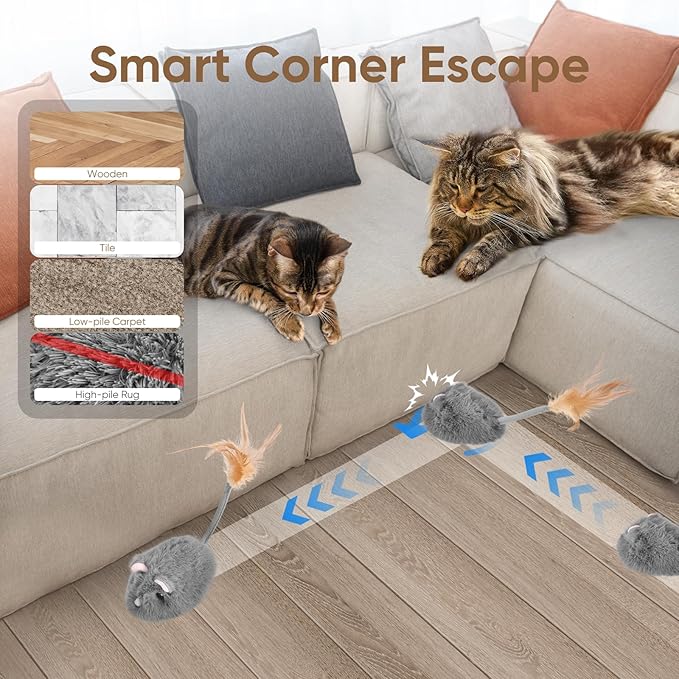 Remote Control Cat Toy Rechargeable Cat Mouse Toy Automatic Interactive Cat Toys for Indoor Cats Toy with 3-Speed Adjustment and 4 Directions-Mewly Pet