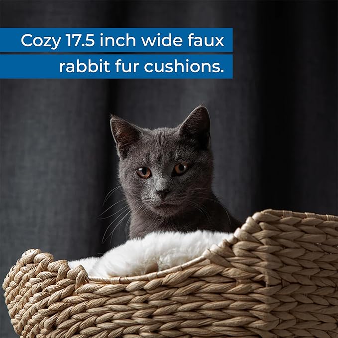 The Bungalow Cat Tree - Luxury Cat Condo, Large Modern Indoor Tower with 2 Faux Fur Beds, Scratching Posts, Toys, and Den for Cats, 23.5-Inch Width x 18-Inch Depth x 43-Inch Height-Mewly Pet