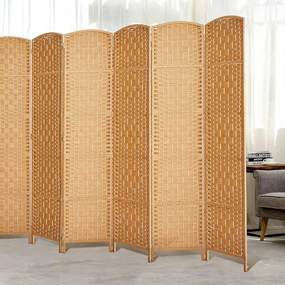Rose Home Fashion 6 ft Tall Room Divider, Room Dividers and Folding Privacy Screens, 15.7in Privacy Screen 6 Panel Partition Temporary Wall Separation for Private, Light Beige