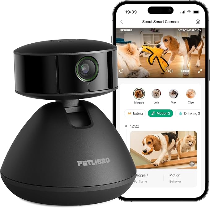 PETLIBRO AI Pet Camera Indoor with Phone App, 360° Auto Tracking Dog Camera Multi-Pet Recognition & AI Day Summary, 1080p Cat Camera Night Vision, 2-Way Talk WiFi Cam Pet with 2.4G/5G-Mewly Pet