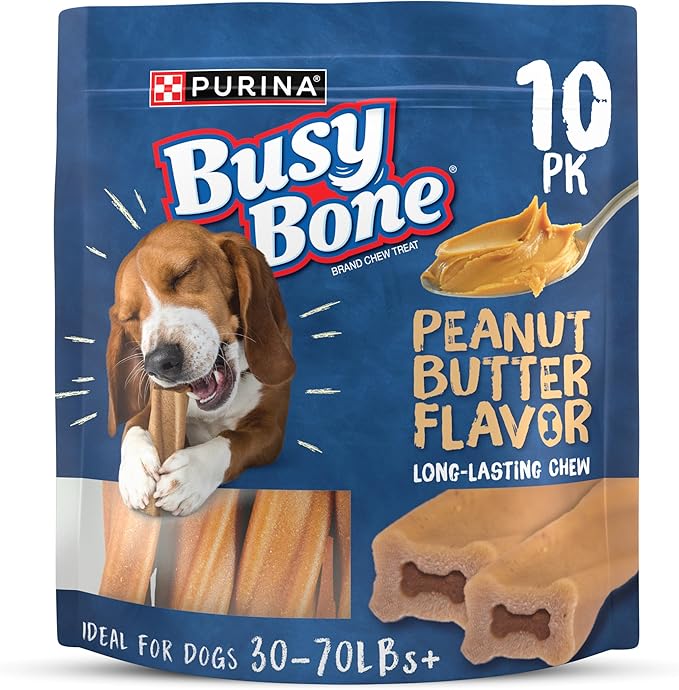 Purina Busy Bone Adult Dog Chew Bone Treats, Peanut Butter - 10 ct. Pouch-Mewly Pet
