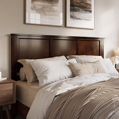 AFI, Madison King Solid Wood Panel Headboard with Attachable Charger, Walnut