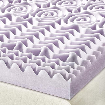 Mellow 3 Inch 5-Zone Memory Foam Mattress Topper, Soothing Lavender Infusion, Dorm Essentials, King