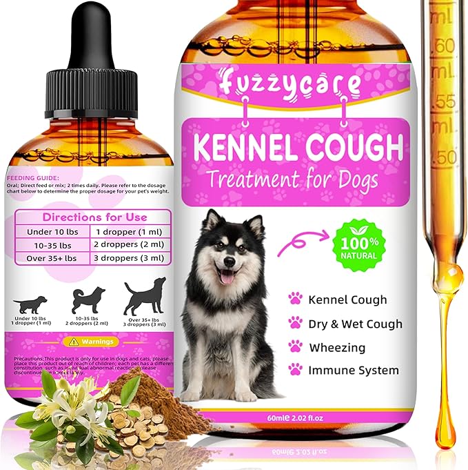 Dog Cough Treatment，Effective Kennel Cough Medicine for Dogs & Cats, Natural Kennel Cough Treatment and Allergy Relief, Herbal Drops for All Breeds & Sizes, Soothing Dog Cough Medicine-Mewly Pet