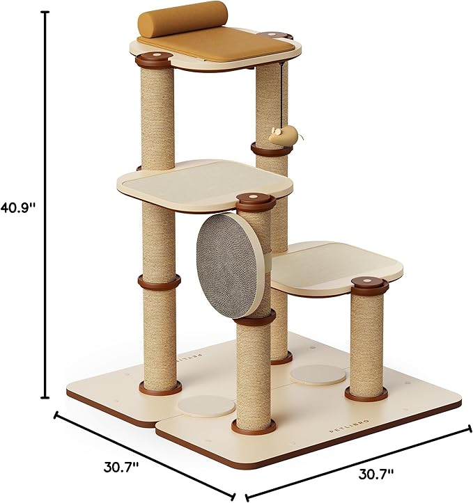 PETLIBRO Infinity Cat Tree Tower for Indoor Cats, Modular Design with Cat Bed, Toy, Felt Pads, Sisal Scratching Posts, 2-Second Setup, Sturdy Multi-Level Activity Center Cat Condo for Any Room-Mewly Pet