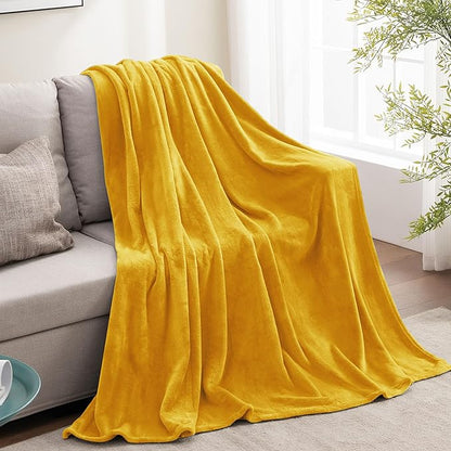 BEDELITE Fleece Blanket Twin Size Yellow Throw Blanket for Couch & Bed, Luxury Plush Cozy Fuzzy Blanket 60x80 inches, Super Soft Warm Lightweight Throw Blanket for Travel Camping