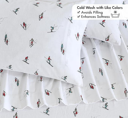 RUVANTI Flannel Sheets California King Size - 100% Cotton Brushed Cal King Bed Sheets Set - Deep Pockets 14 Inches - All Seasons Breathable & Extra Soft - Warm & Cozy, 4 Piece, Flurry Friends