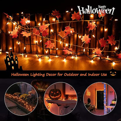 Minetom 100-count 25Ft.Yellow & Orange Candy Corn Incandescent Mini Halloween String Lights for Outdoor & Indoor Halloween Decoration, Waterproof & Connectable