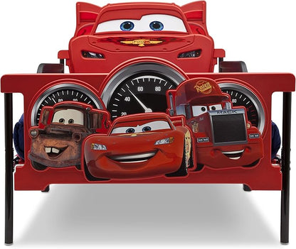 Delta Children Plastic 3D-Footboard Twin Bed, Disney/Pixar Cars Snooze 6 inch Memory Foam Twin Mattress (Bundle)