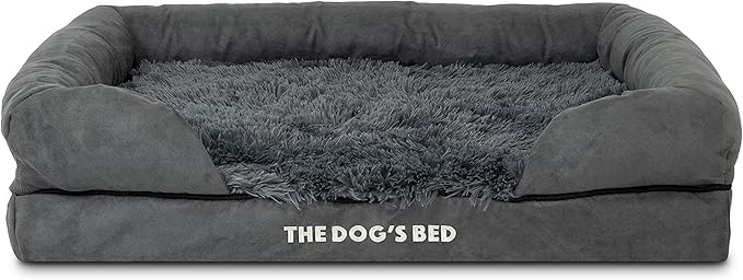 The Dog’s Bed, Medium Grey Faux Fur 30x23.5, Memory Foam, Pain Relief: Arthritis, Hip & Elbow Dysplasia, Post Surgery, Lameness, Supportive, Calming, Washable Cover, Veterinary Approved-Mewly Pet