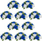 NUPTIO Flower Ball Arrangement Bouquet - 10 Pcs 9.5 inch Diameter Royal Blue Fake Flowers Roses Balls for Centerpieces Tables - Artificial Rose Arrangements for Wedding Centerpiece Table Decorations