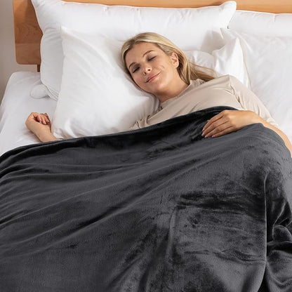 Exclusivo Mezcla Fleece Blanket Queen Size for Bed, Super Soft and Warm, All Season Use, Cozy, Plush, Lightweight, 90x90 Inches, Dark Grey