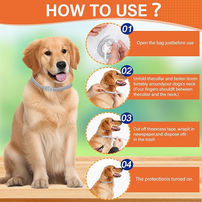 4 Pack Flea and Tick Collar for Dogs - 25" Adjustable Collar Fits Dogs, Long-Lasting 24-Month Protection for Small, Medium, and Large Dog – Waterproof Flea Tick Prevention-Mewly Pet