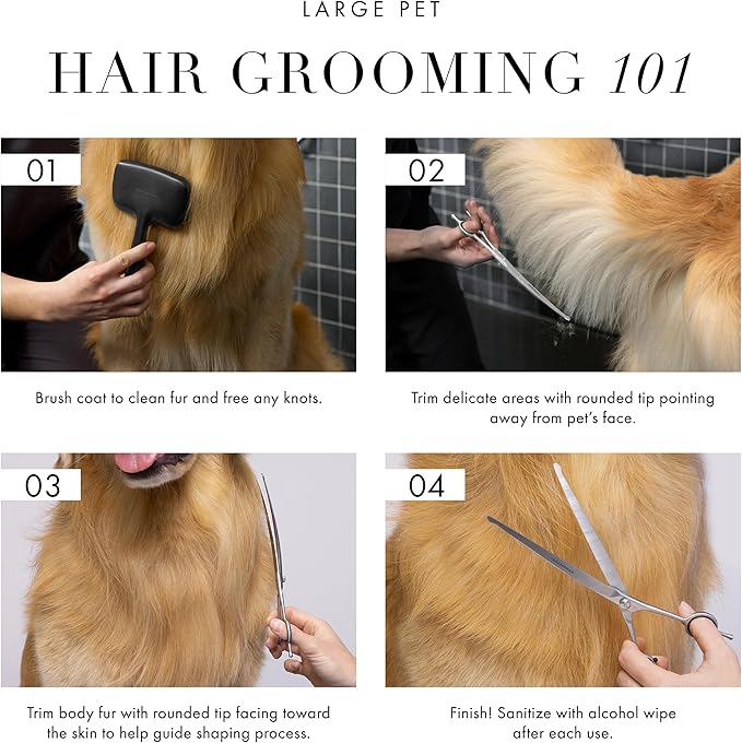 Tweezerman 9" Pet Grooming Scissors with Safety Round Tips, Professional Curved Grooming Shears for Medium to Large Dogs-Mewly Pet